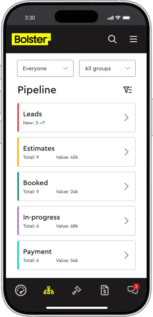Bolster Pipeline on phone
