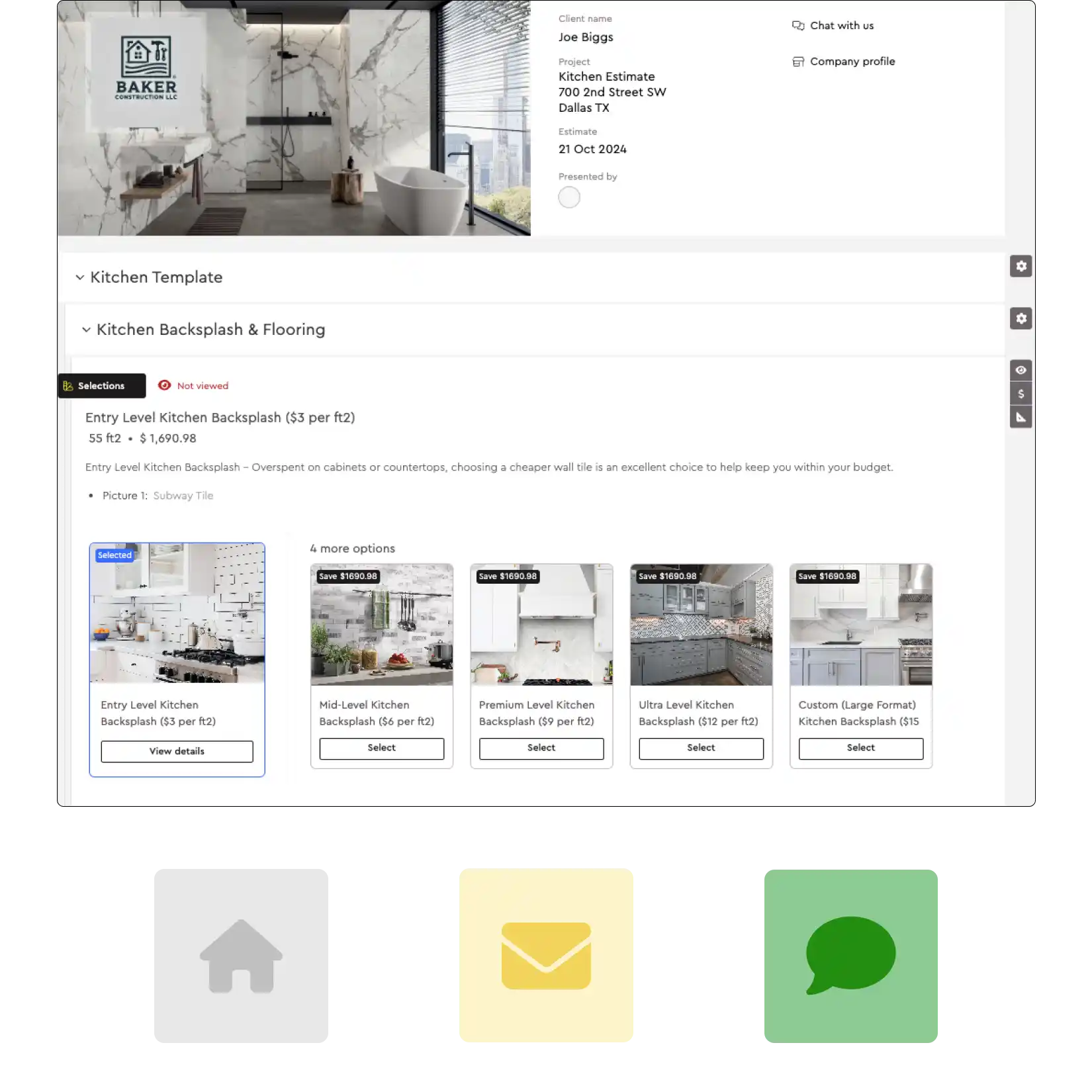 Send or present in home