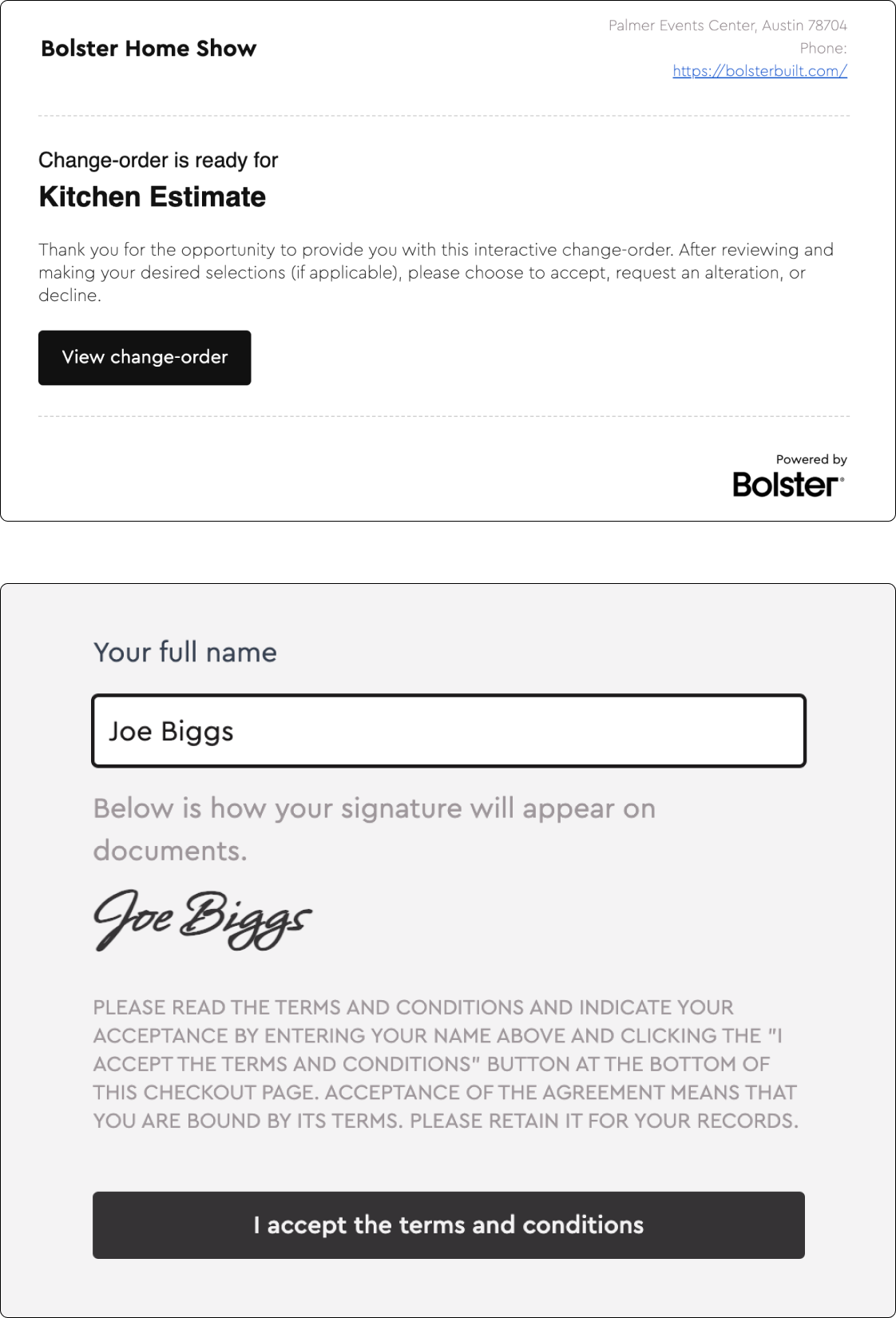change order on mobile