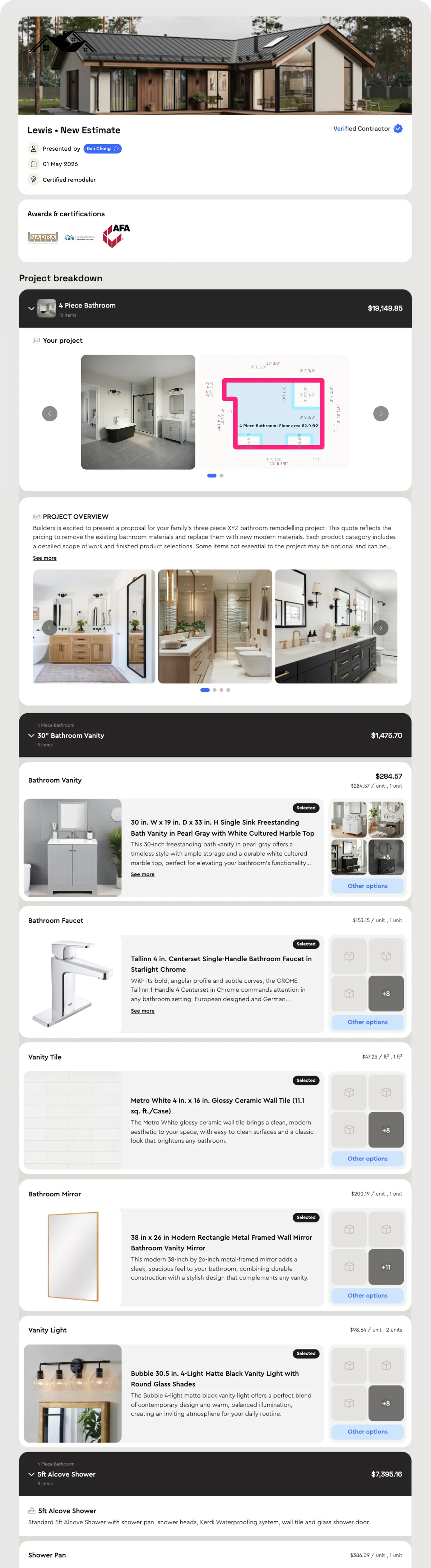 Bolster bathroom remodel proposal