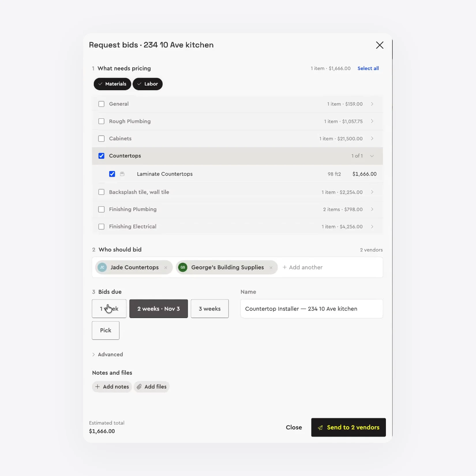 Request bids from your estimate